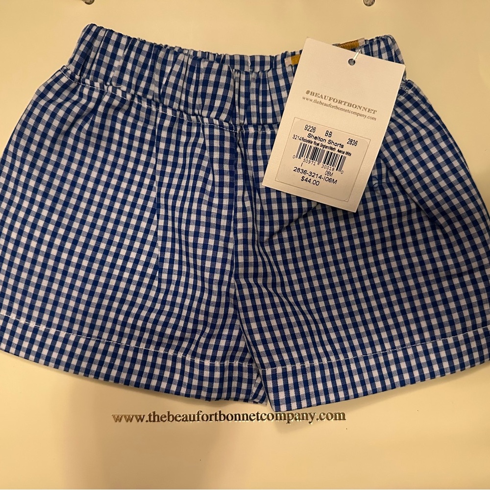 The Beaufort Bonnet Company blue and white checkered boys shelton shorts